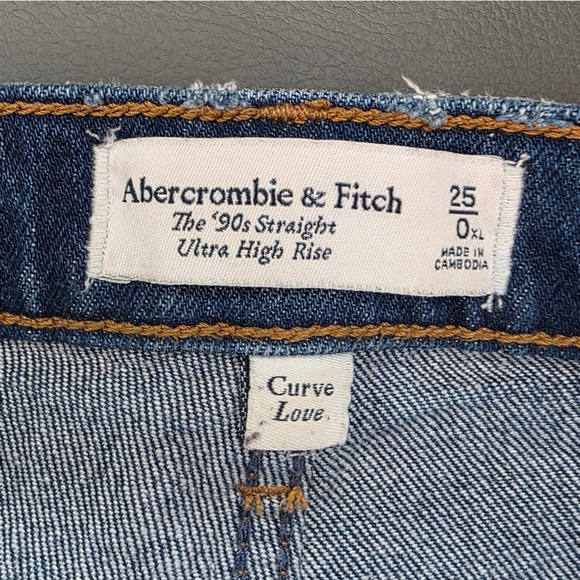 Abercrombie & Fitch 90s Straight Ultra High Rise Jeans Size 25 Curve Love - Picture 8 of 10